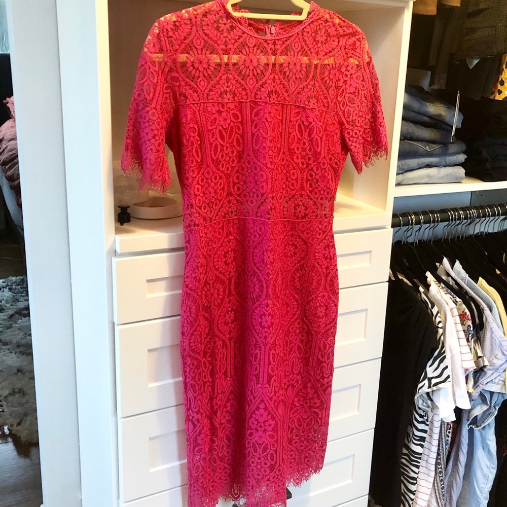 Lulus Hot Pink Lace Dress